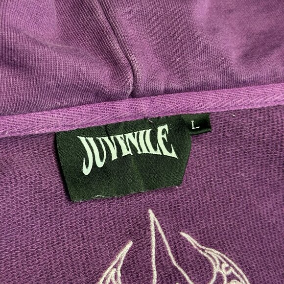 Juvenile Purple Inferno Hoodie Sweatshirt L 23.5x26.5 Embroidered Grunge - Picture 9 of 11
